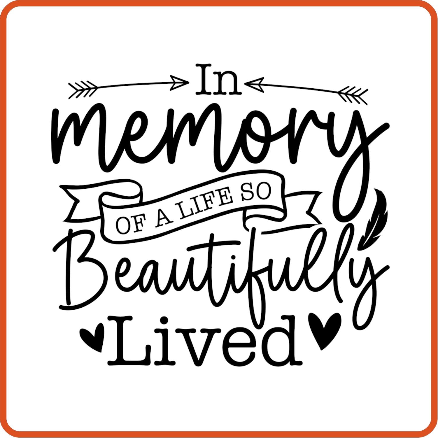 In Memory of a Life So Beautifully Lived | Memorial| Sympathy Iron On Decals Patches by SEC Apparel - secapparelonline