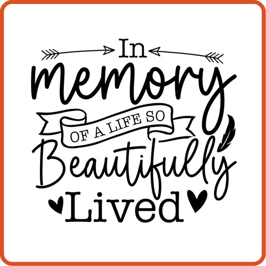 In Memory of a Life So Beautifully Lived | Memorial| Sympathy Iron On Decals Patches by SEC Apparel - secapparelonline