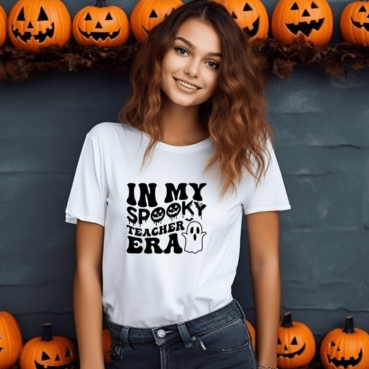 In My Spooky Teacher Era Shirt | Crew neck | V Neck| Sweatshirt | Hoodie - secapparelonline