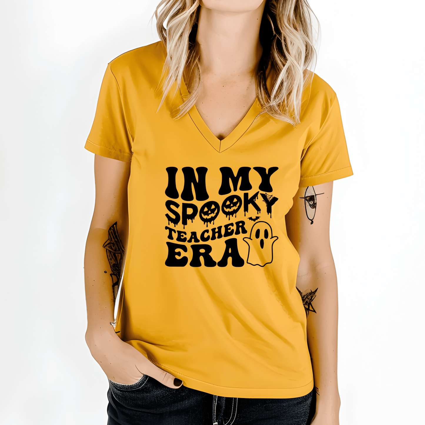 In My Spooky Teacher Era Shirt | Crew neck | V Neck| Sweatshirt | Hoodie - secapparelonline