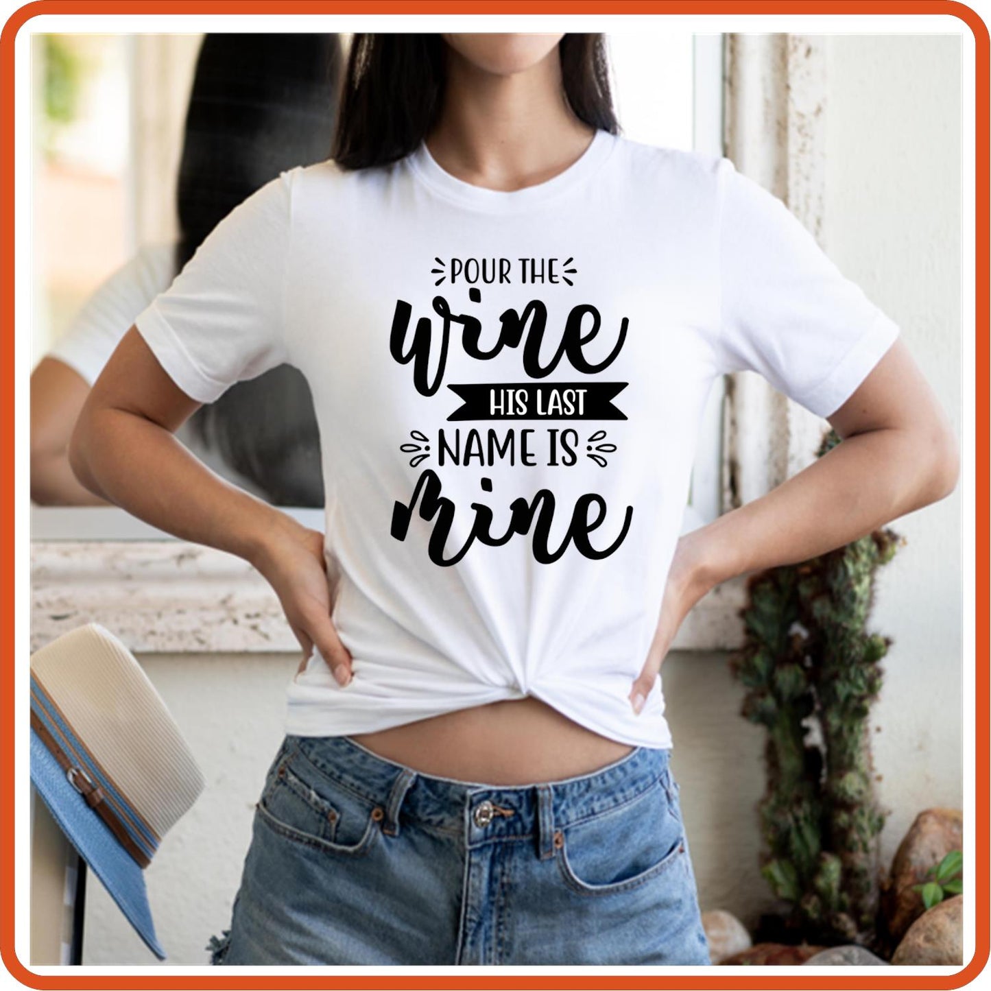 Pour the wine his last name is mine | Anniversary Iron On Decal Patches by SEC Apparel