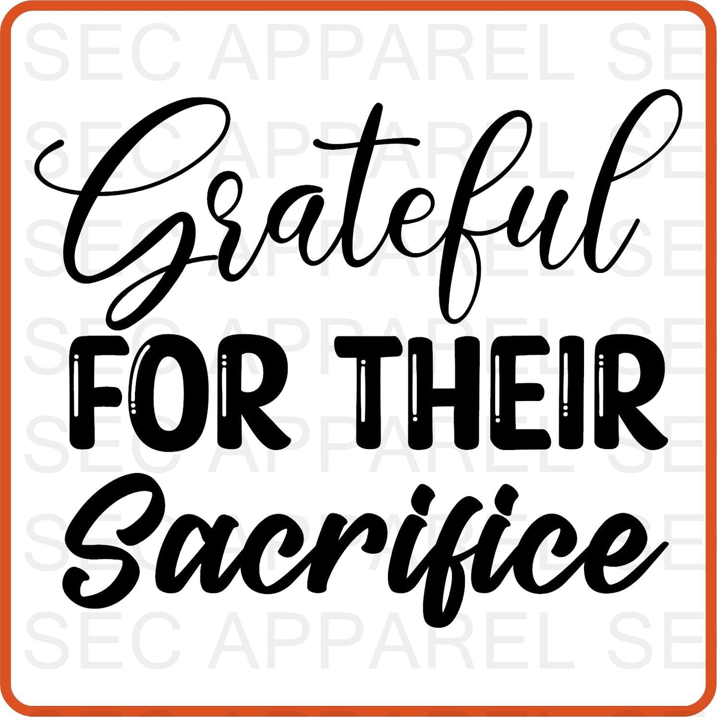 Memorial Day Iron On Decals Patches transfers vinyl for shirts, clothing | Grateful for their Sacrifice - secapparelonline