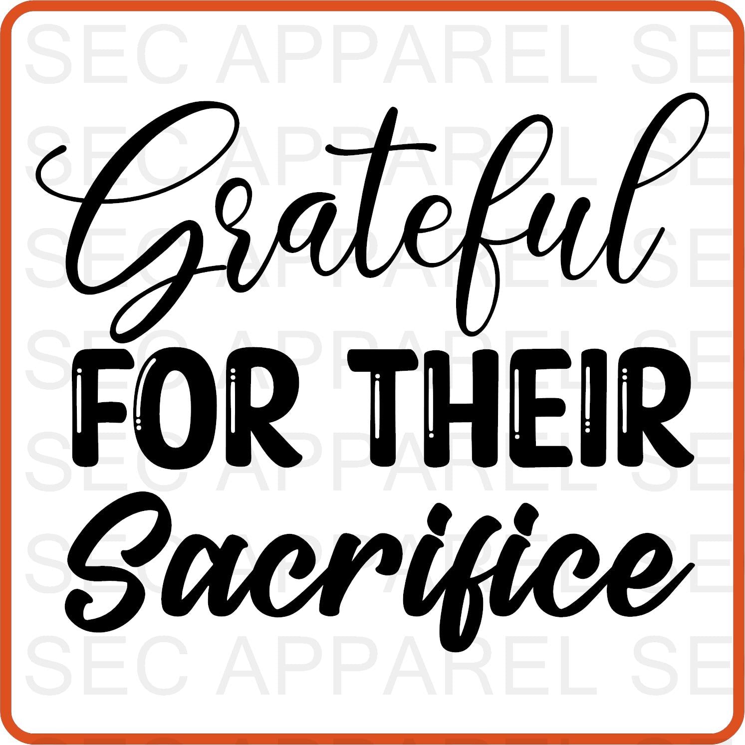Memorial Day Iron On Decals Patches transfers vinyl for shirts, clothing | Grateful for their Sacrifice - secapparelonline