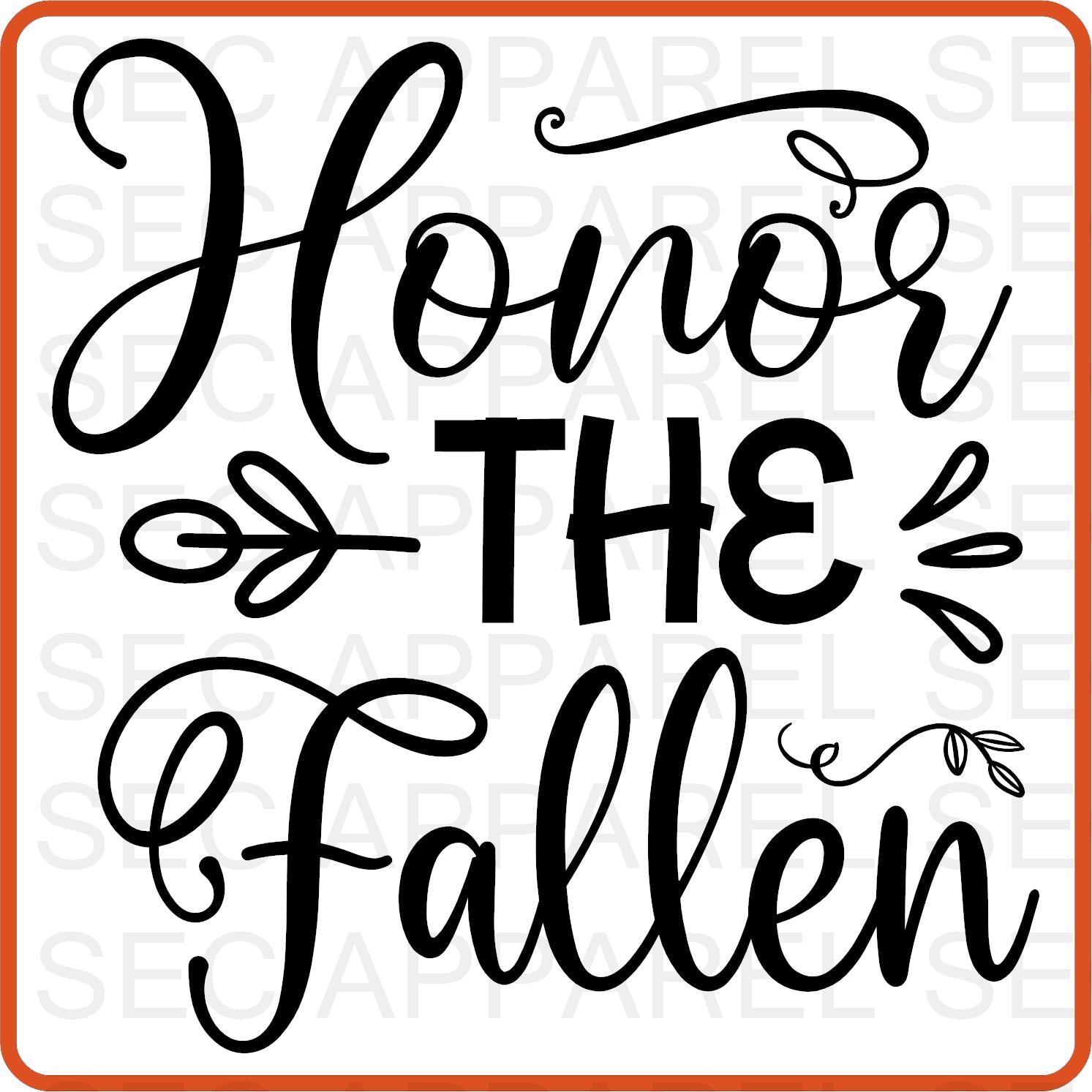 Memorial Day Iron On Decals Patches transfers vinyl for shirts, clothing | Honor the Fallen - secapparelonline