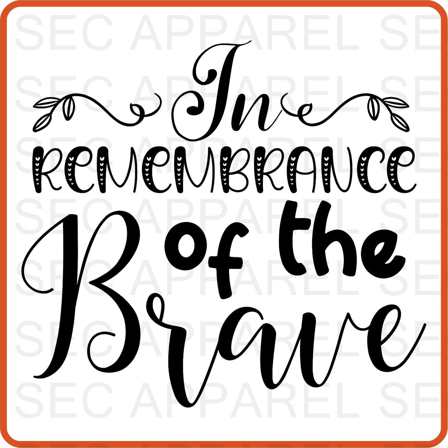 Memorial Day Iron On Decals Patches transfers vinyl for shirts, clothing | In Remembrance of the brave - secapparelonline