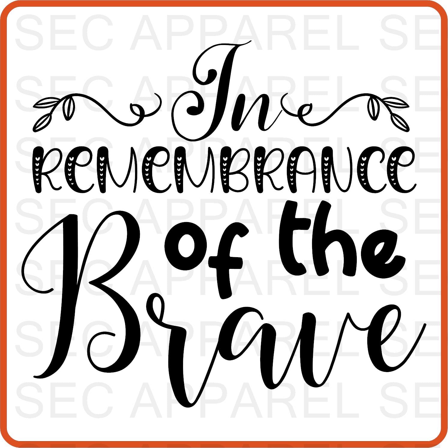 Memorial Day Iron On Decals Patches transfers vinyl for shirts, clothing | In Remembrance of the brave - secapparelonline