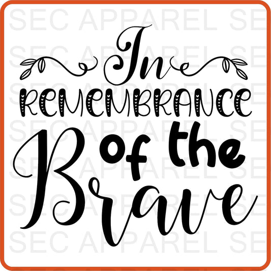Memorial Day Iron On Decals Patches transfers vinyl for shirts, clothing | In Remembrance of the brave - secapparelonline