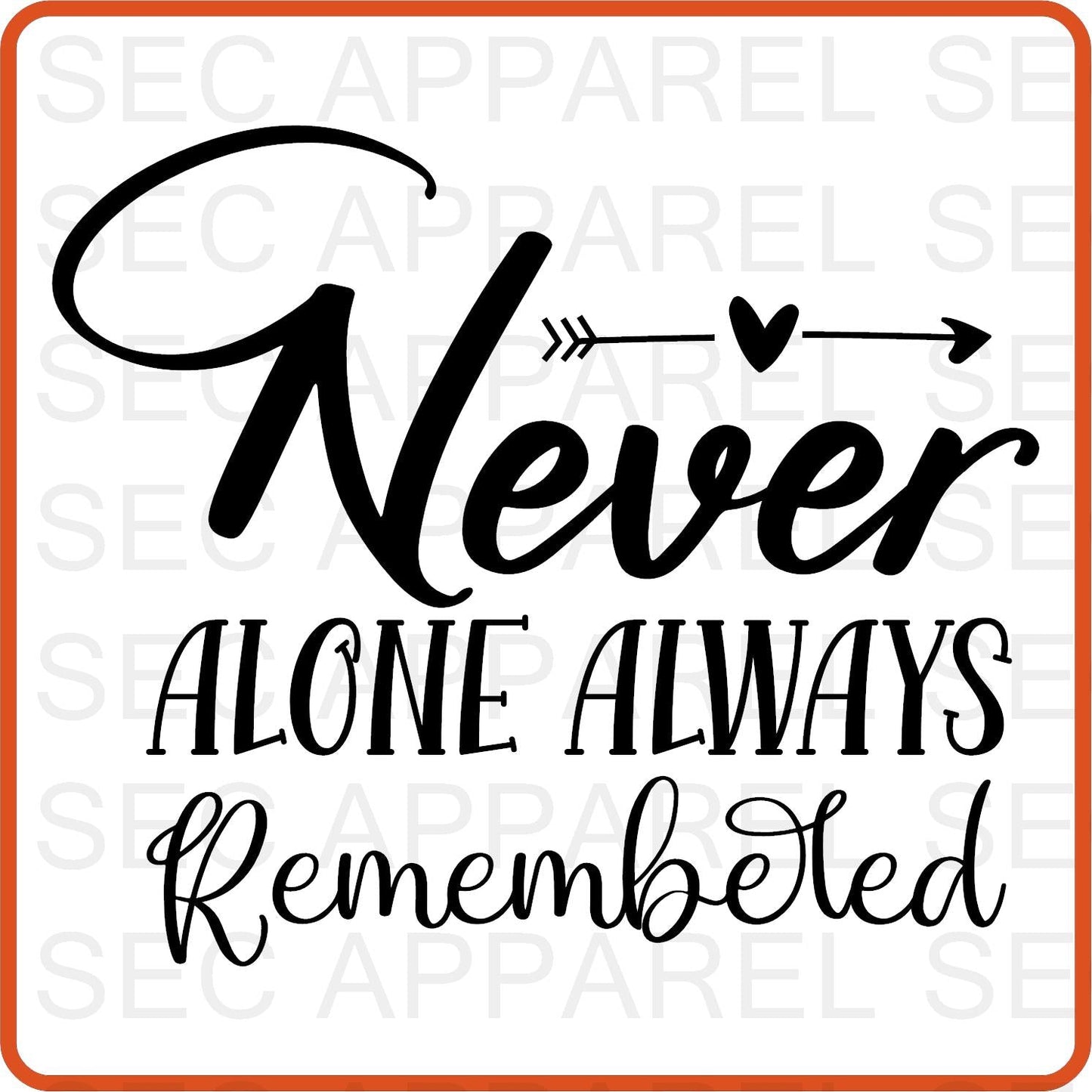Memorial Day Iron On Decals Patches transfers vinyl for shirts, clothing | Never Alone Always Remembered - secapparelonline