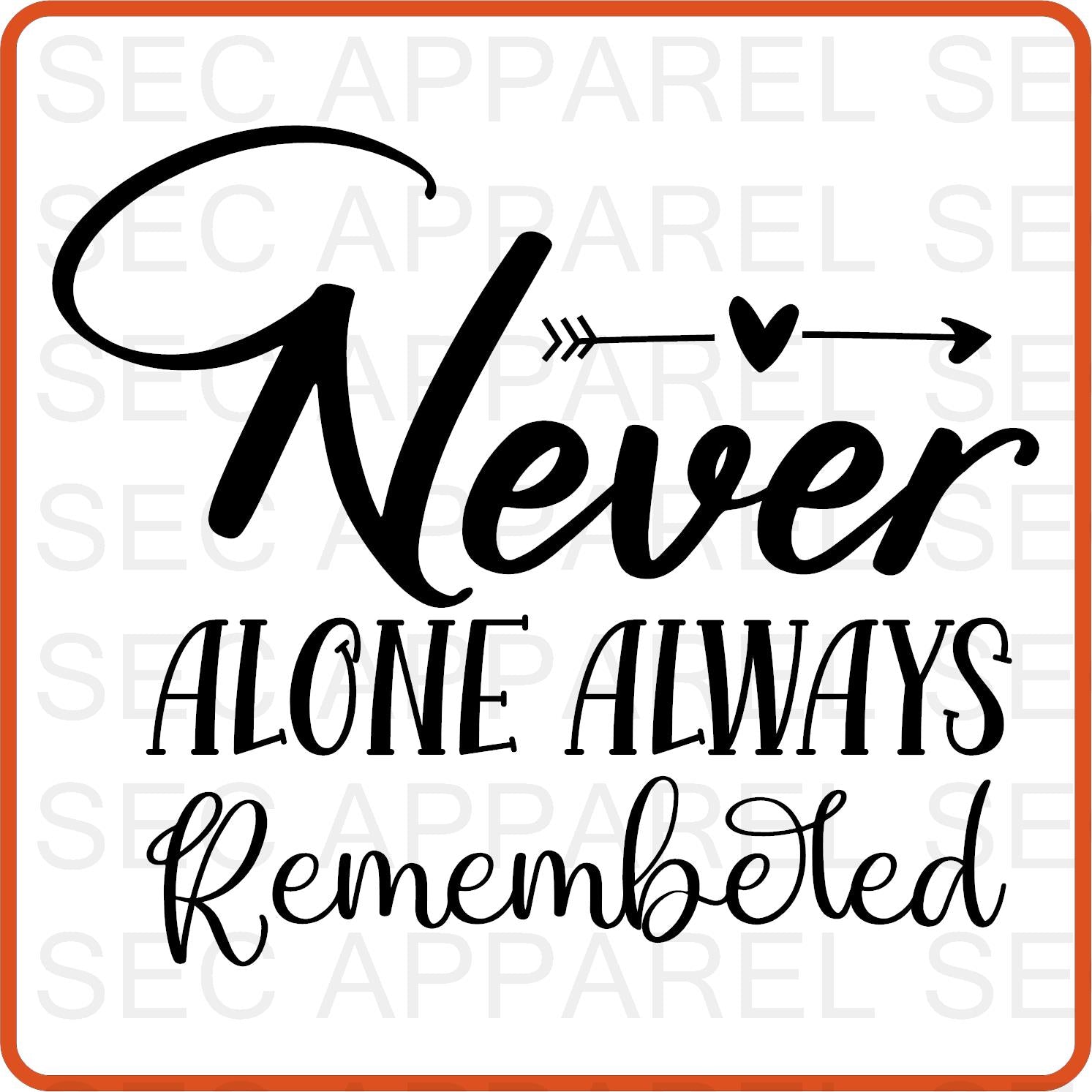 Memorial Day Iron On Decals Patches transfers vinyl for shirts, clothing | Never Alone Always Remembered - secapparelonline