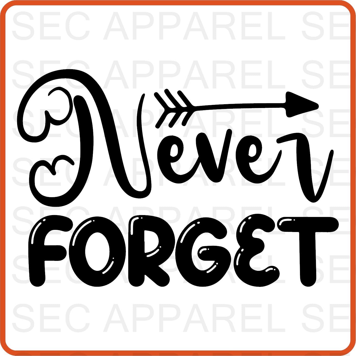 Memorial Day Iron On Decals Patches transfers vinyl for shirts, clothing | Never Forget - secapparelonline