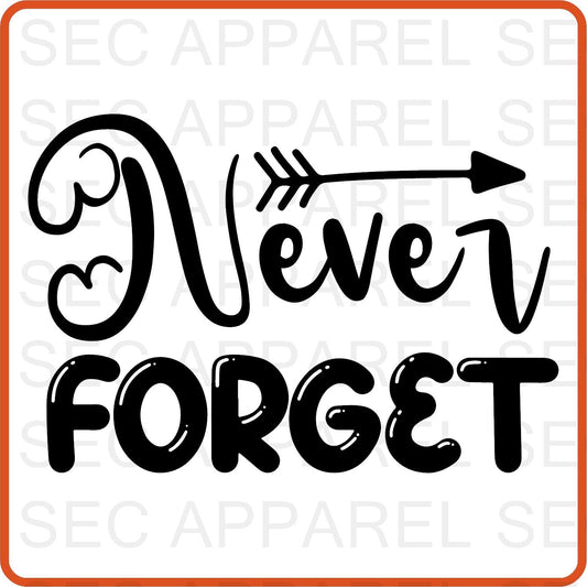 Memorial Day Iron On Decals Patches transfers vinyl for shirts, clothing | Never Forget - secapparelonline