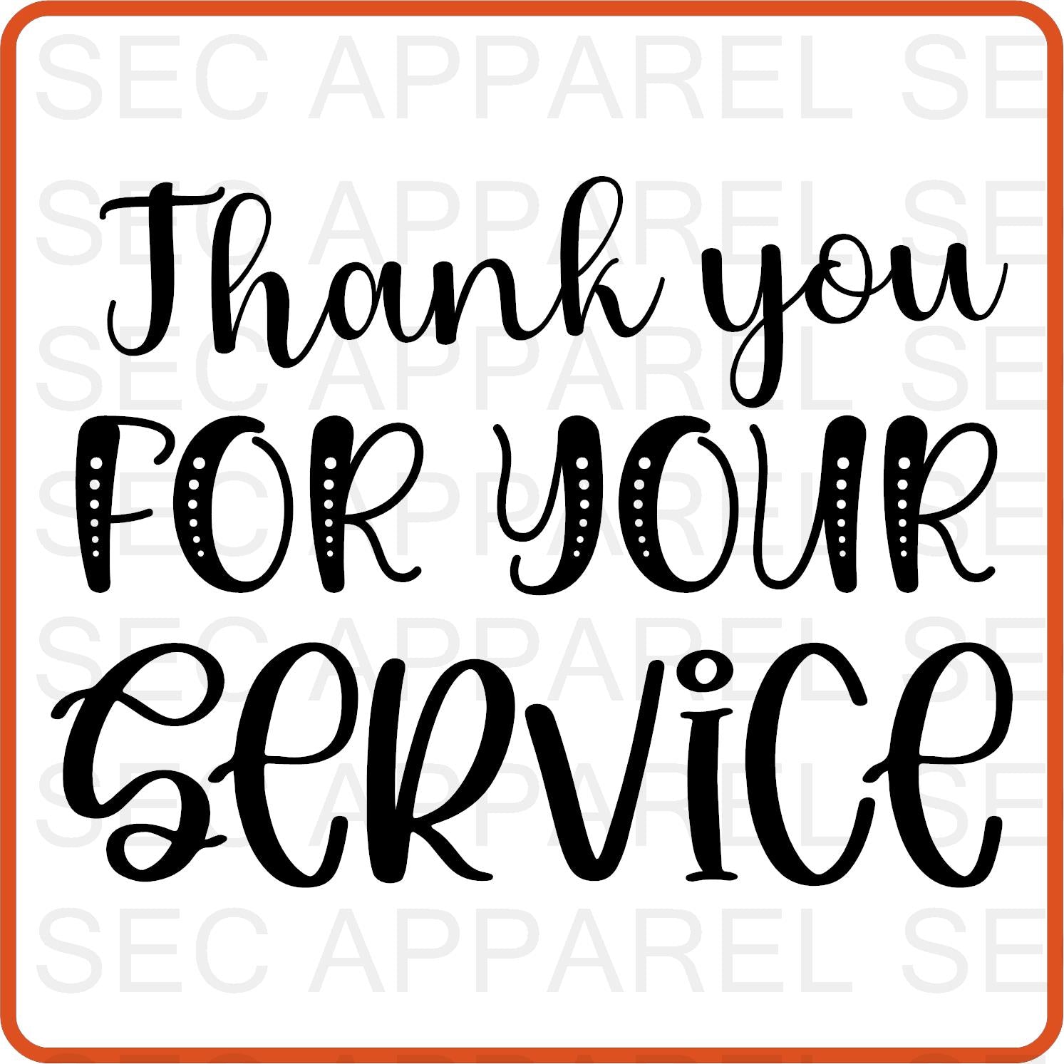 Memorial Day Iron On Decals Patches transfers vinyl for shirts, clothing | Thank you for your service - secapparelonline