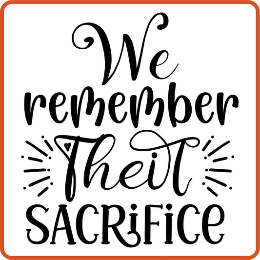 Memorial Day Iron On Decals Patches transfers vinyl for shirts, clothing | We Remember Their Sacrifice - secapparelonline