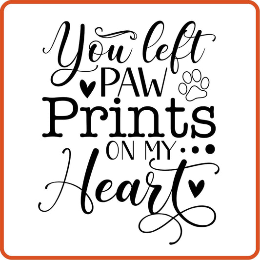 You Left Paw Prints On My Heart | Memorial | Sympathy Iron On Decals Patches by SEC Apparel