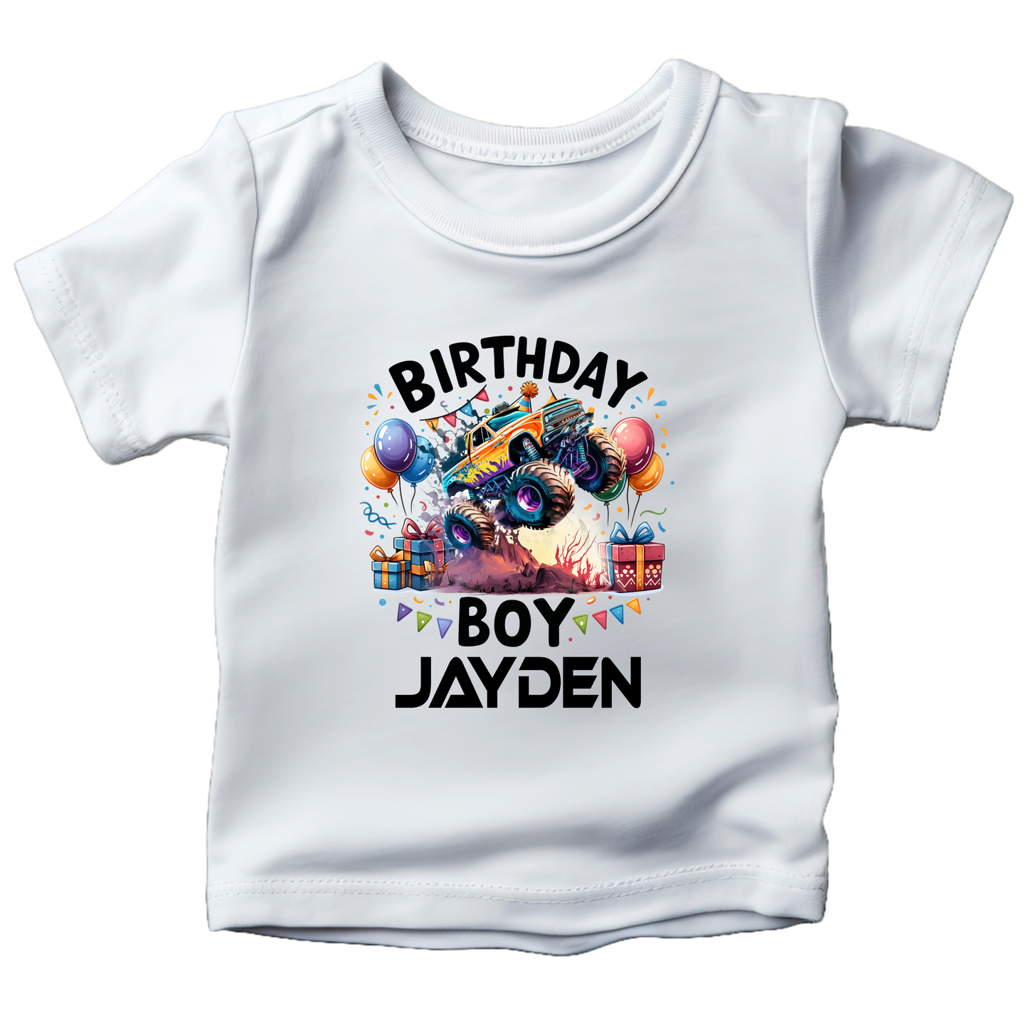 Custom Monster Truck Birthday Shirts for Toddler Boys Birthday Party Personalized with Name