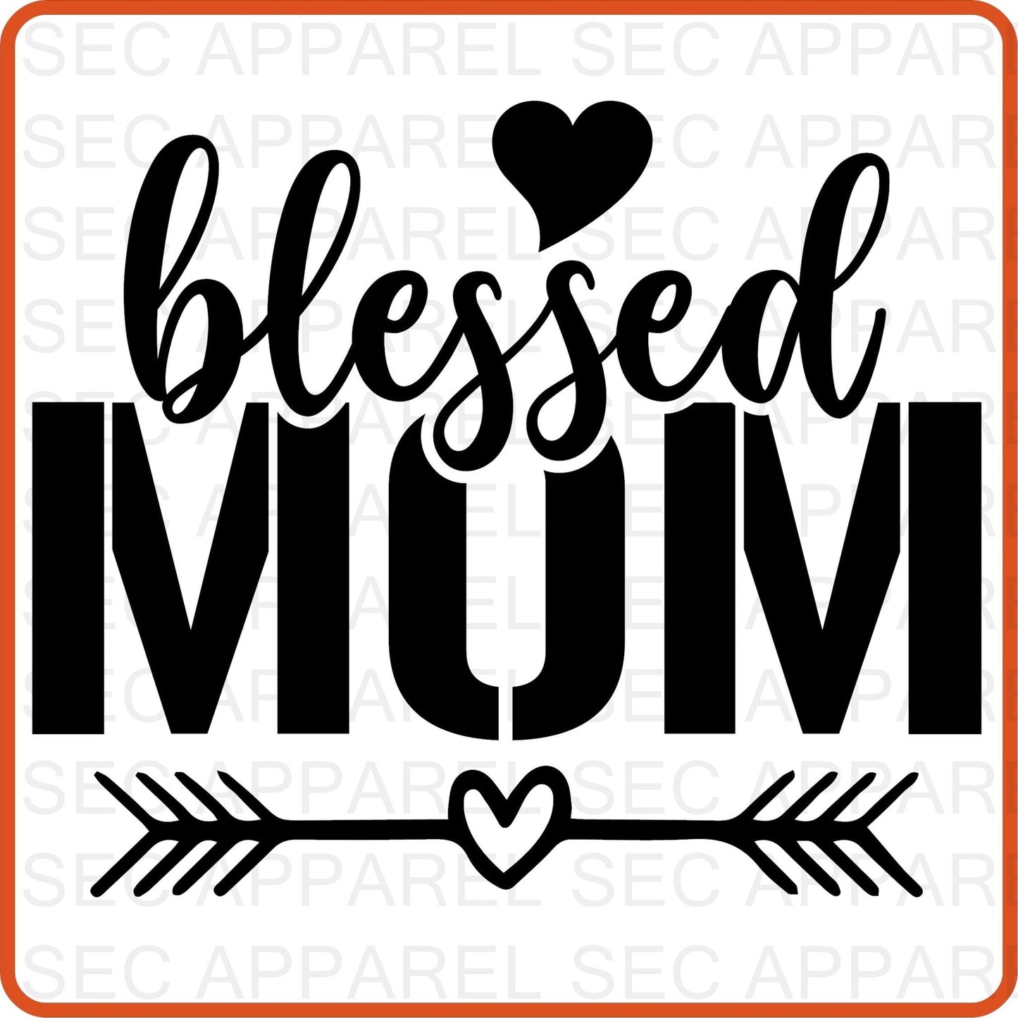 Mother's Day Iron On Decals Patches transfers vinyl for shirts, clothing | SEC Apparel | Blessed Mom - secapparelonline