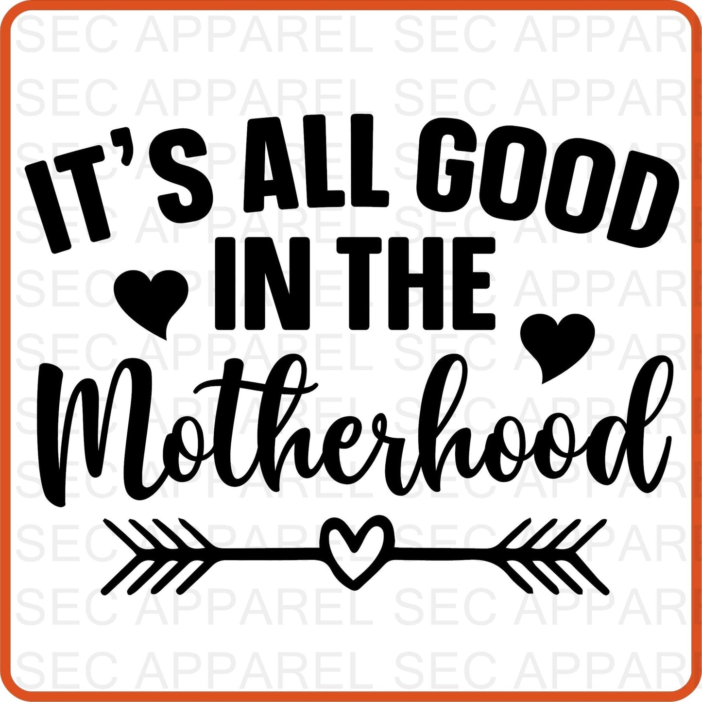 Mother's Day Iron On Decals Patches transfers vinyl for shirts, clothing | SEC Apparel | It's all good in the motherhood - secapparelonline