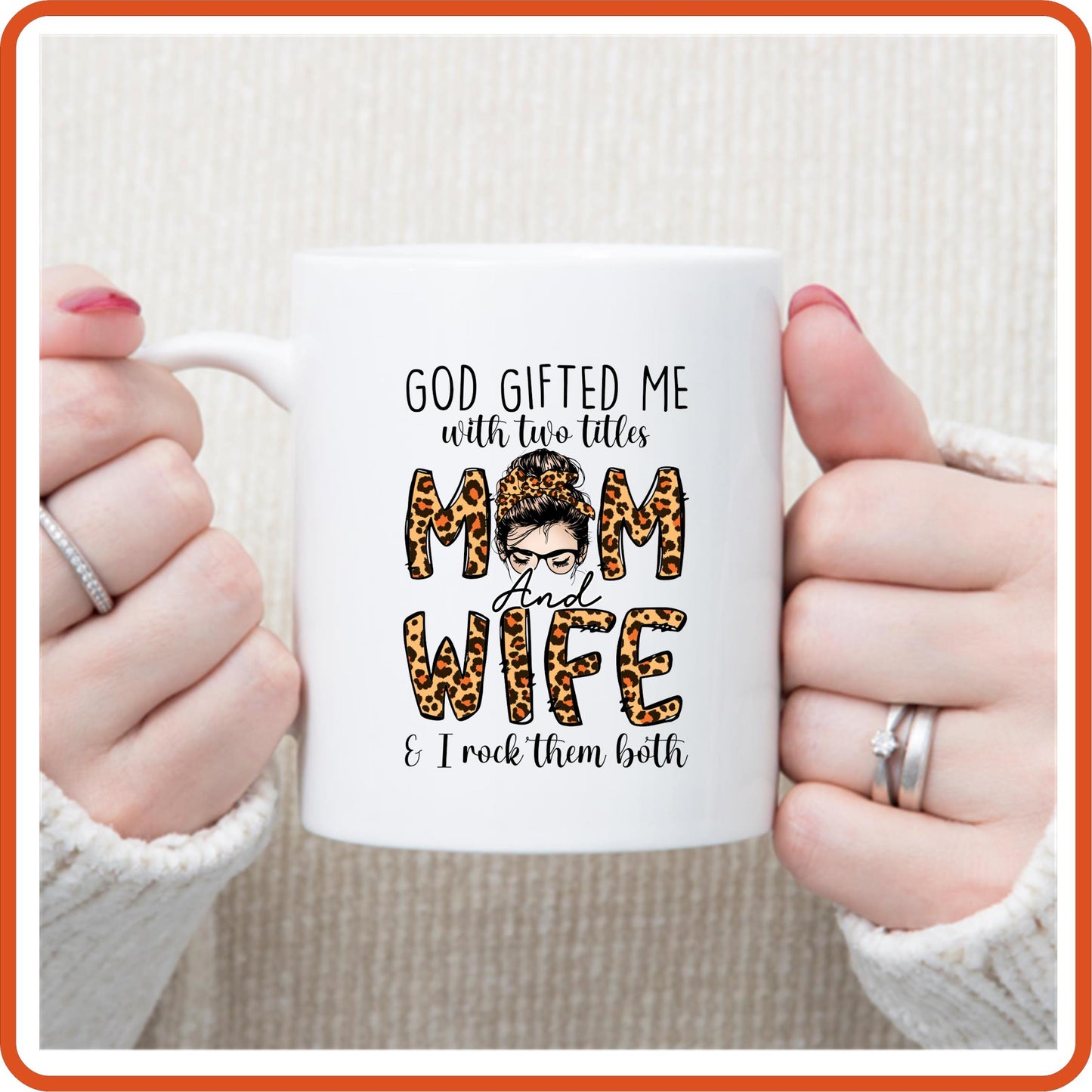 Mother's Day Mugs -11oz Coffee Mug |  Gift | SEC Apparel | God gifted me with two titles Mom and wife