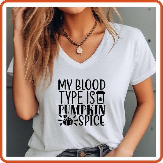 My Blood Type is Pumpkin Spice | Fall Shirts | T-Shirts by SEC Apparel - secapparelonline