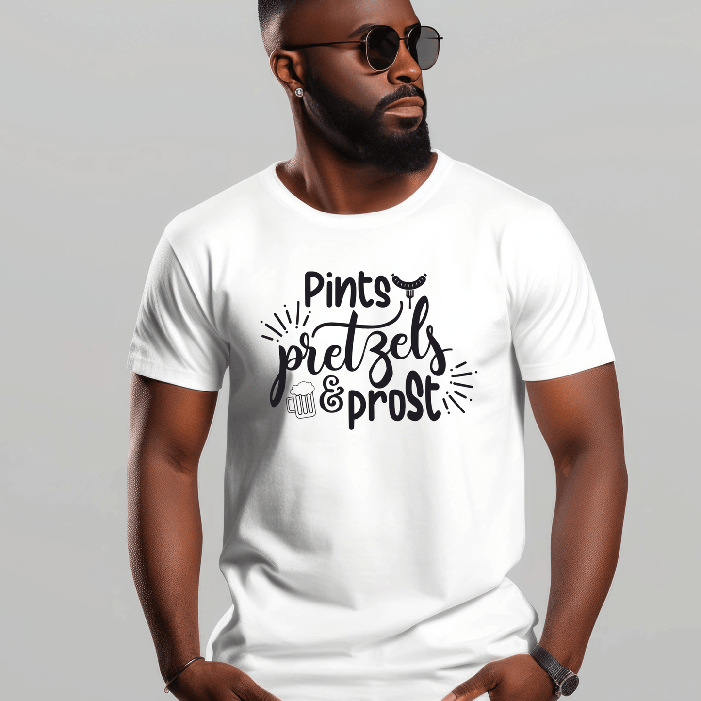 Oktoberfest Cheers! Pints Pretzels and Prost V - Neck or Crew Neck T-Shirt - Your Choice (Copy) - secapparelonline