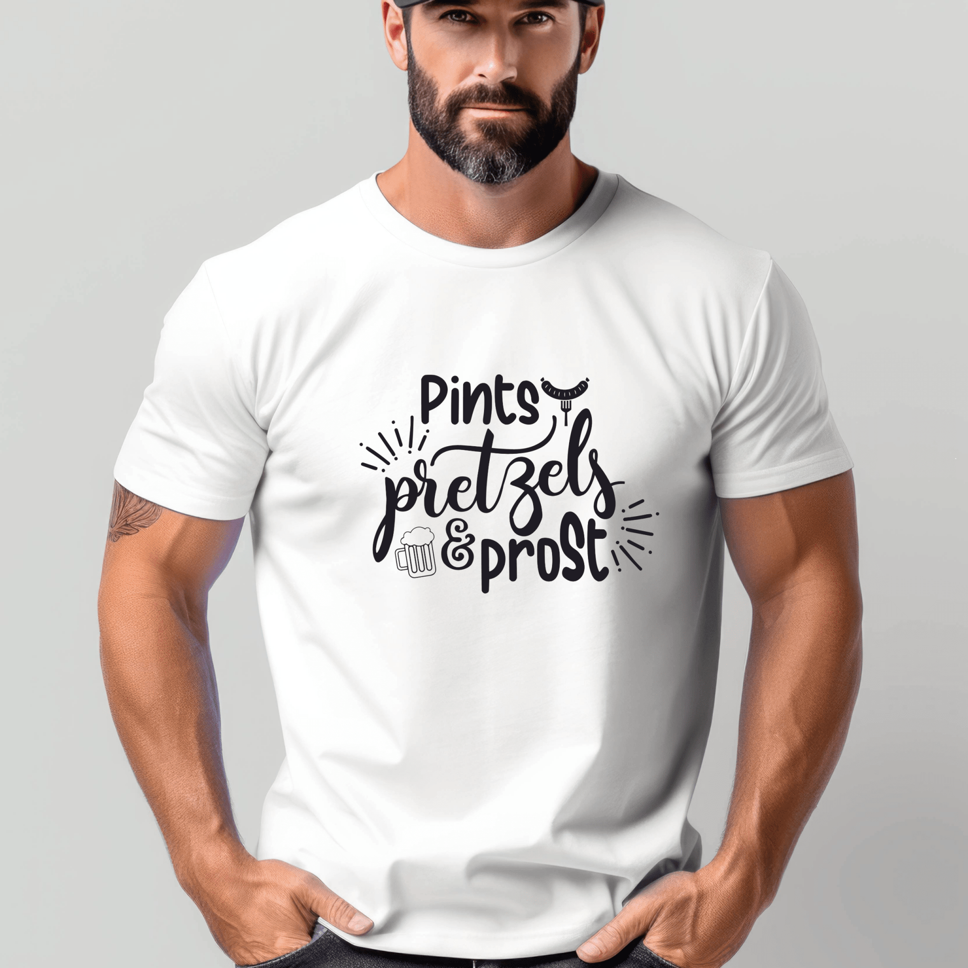 Oktoberfest Cheers! Pints Pretzels and Prost V - Neck or Crew Neck T-Shirt - Your Choice (Copy) - secapparelonline