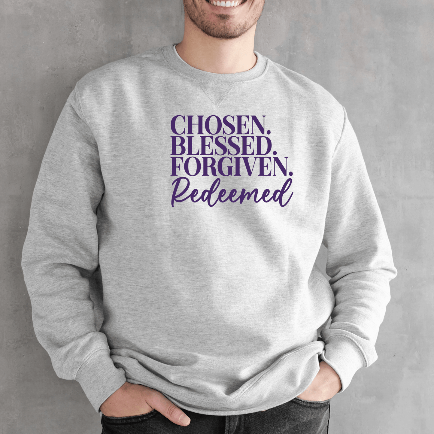 Religious Sweatshirt Hoodie | Unisex | SEC Apparel | Chosen Blessed Forgiven - secapparelonline