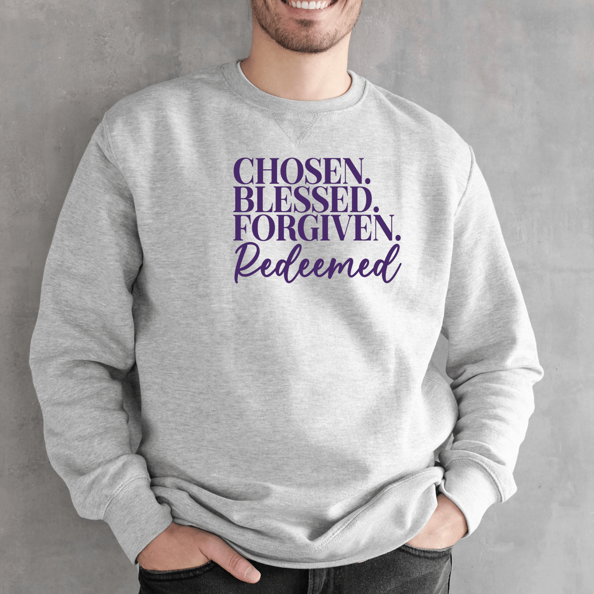 Religious Sweatshirt Hoodie | Unisex | SEC Apparel | Chosen Blessed Forgiven - secapparelonline