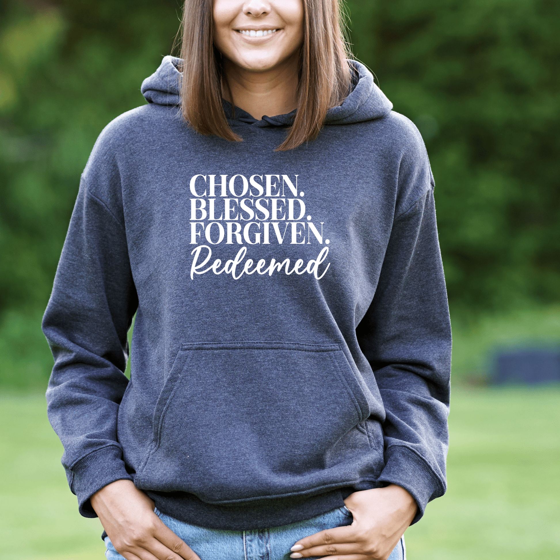 Religious Sweatshirt Hoodie | Unisex | SEC Apparel | Chosen Blessed Forgiven - secapparelonline