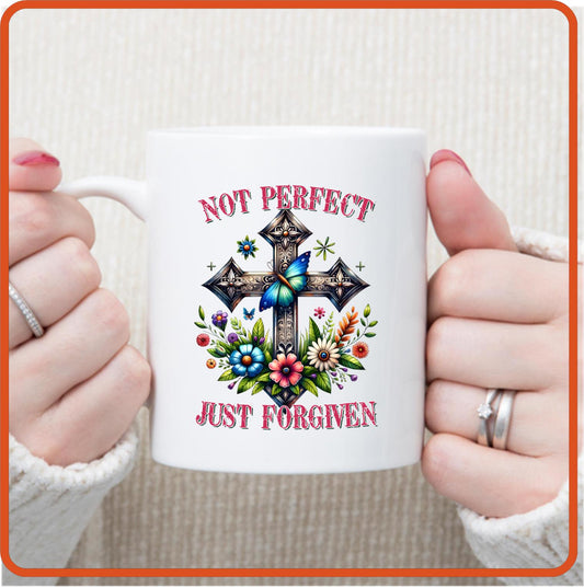 Not Perfect Just Forgiven | Christian | Religious Mugs -11oz Coffee Mug by SEC Apparel