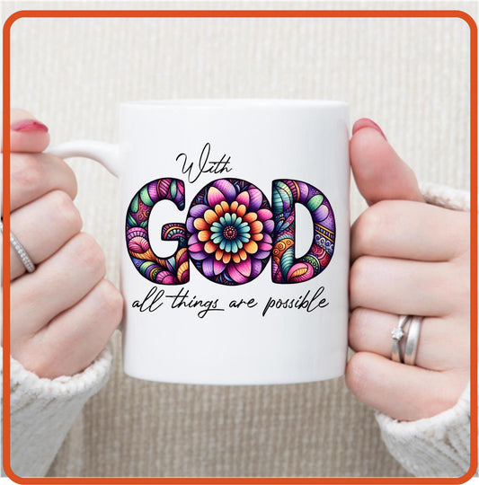 With God All things are Possible | Christian | Religious Mugs -11oz Coffee Mug by SEC Apparel