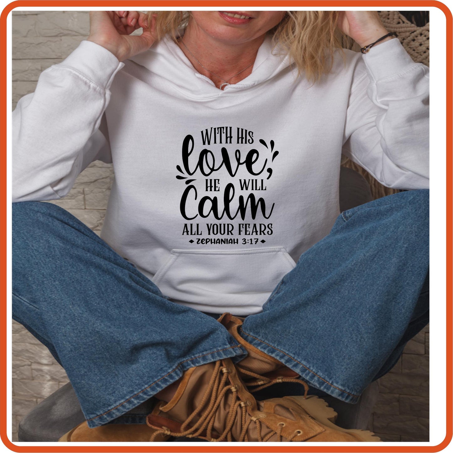 With His Love He Will Calm | Bible | Religious Iron On Decals Patches by SEC Apparel