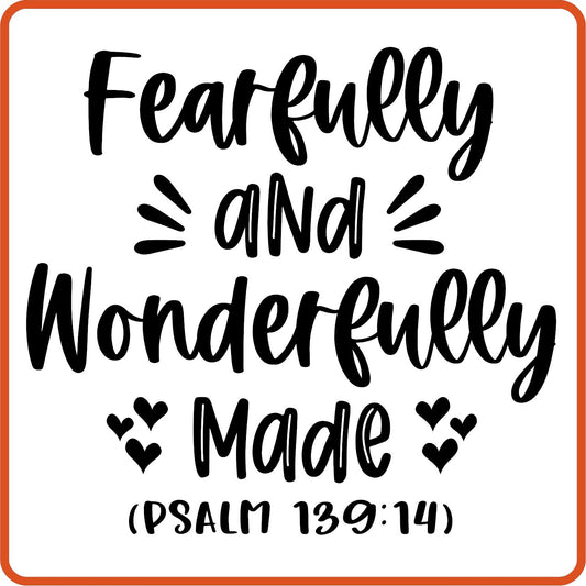 Fearfully and Wonderfully Made | Bible | Religious Iron On Decals Patches by SEC Apparel