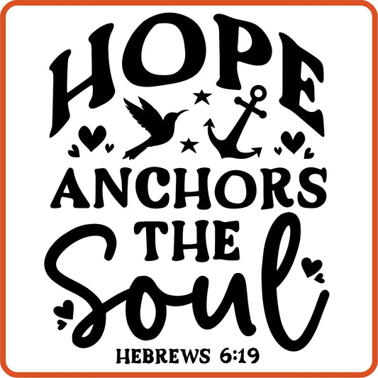 Hope Anchors the Soul | Bible | Religious Iron On Decals Patches by SEC Apparel