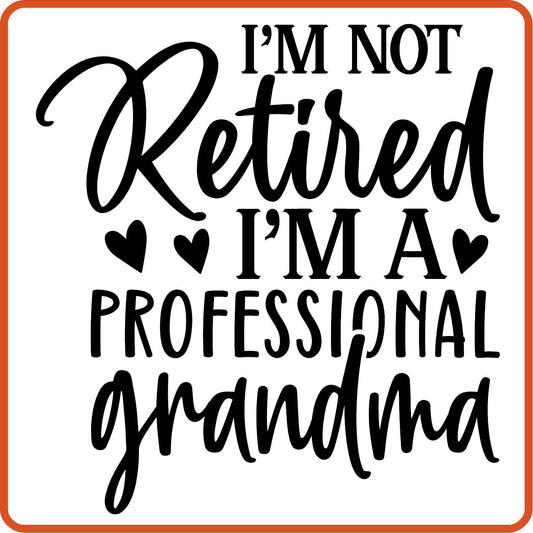 I'm Not Retired I'm a Professional Grandma | Retirement Iron On Decals Patches by SEC Apparel