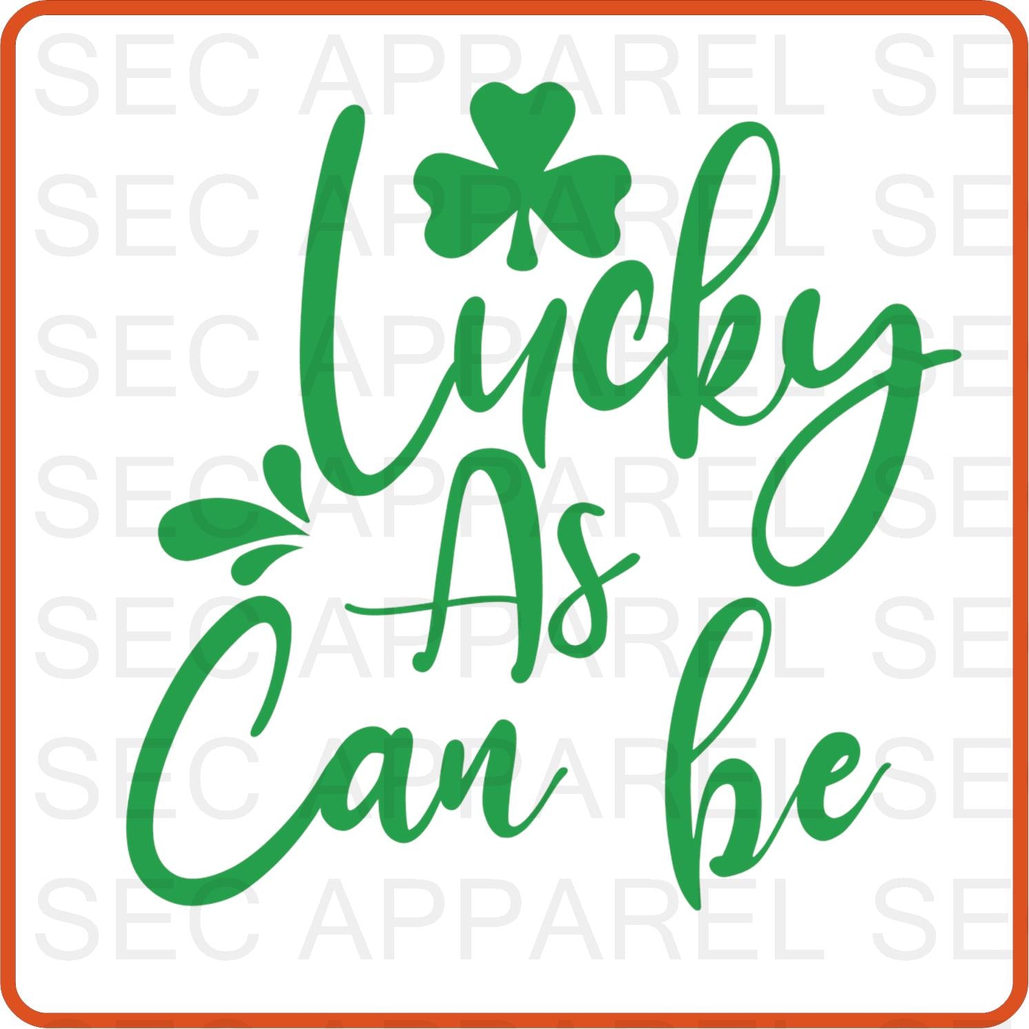 Saint Patrick's Iron On Decals Patches transfers vinyl for shirts, clothing | Lucky As Can Be - secapparelonline