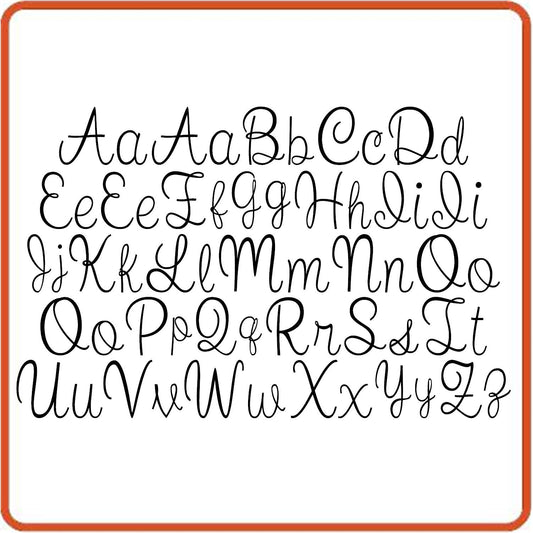 SEC Apparel Cursive Iron On Letters,1.5 Inch Uppercase and Lowercase - Black, Blue, Gray, White, Green, Orange, Pink, Gold, Red, Yellow, Silver, Glitter Gold, Glitter Red - secapparelonline