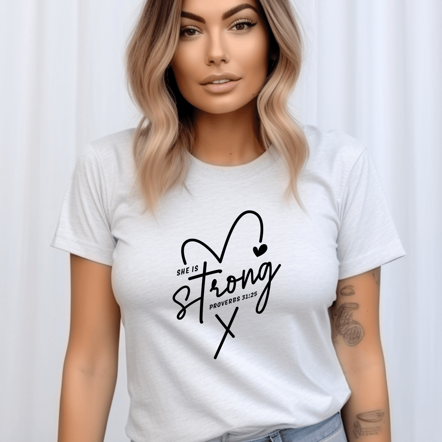 She is Strong, Proverbs 31 Shirt | Crew neck | V Neck| Sweatshirt | Hoodie - secapparelonline