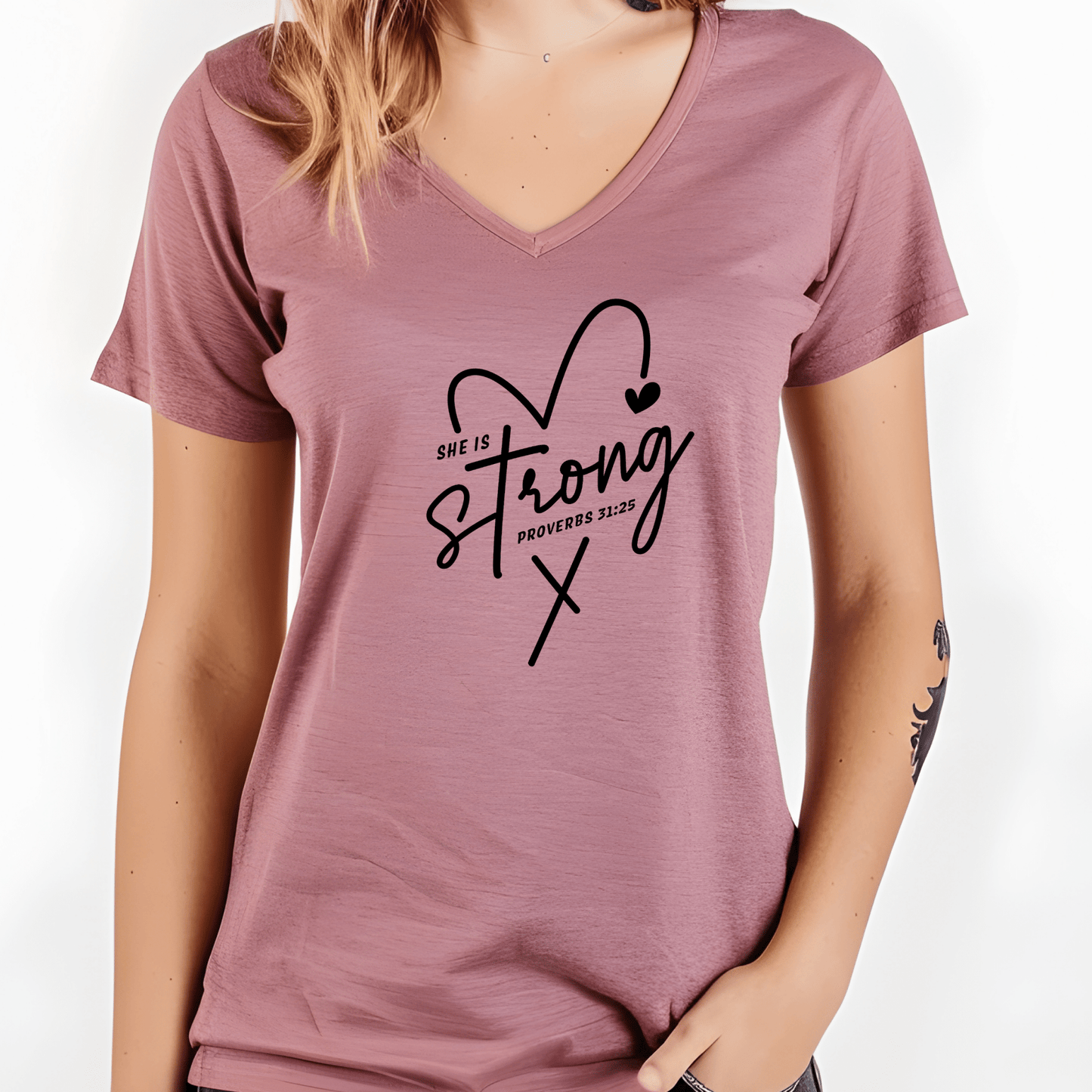 She is Strong, Proverbs 31 Shirt | Crew neck | V Neck| Sweatshirt | Hoodie - secapparelonline
