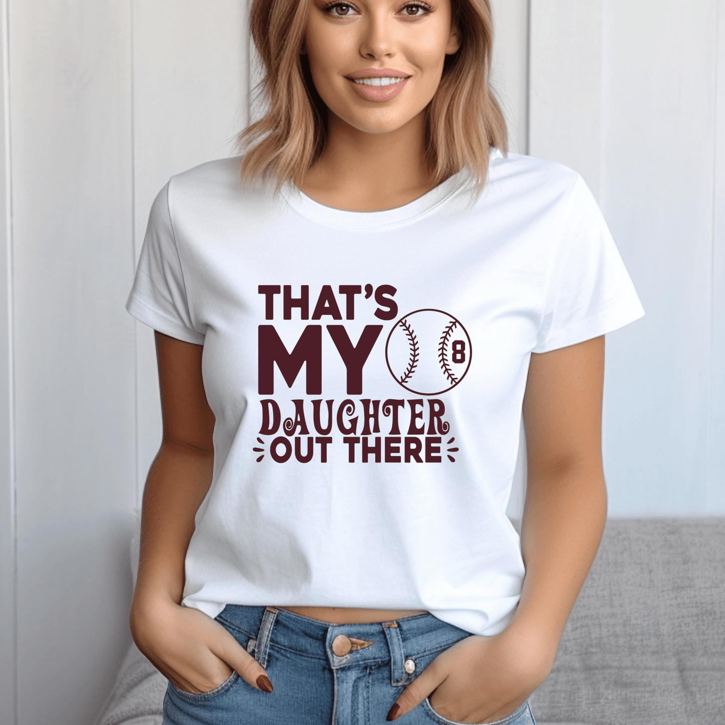Softball Mom Shirt | Crew neck | V Neck| Sweatshirt | Hoodie | Thats my daughter out there - secapparelonline