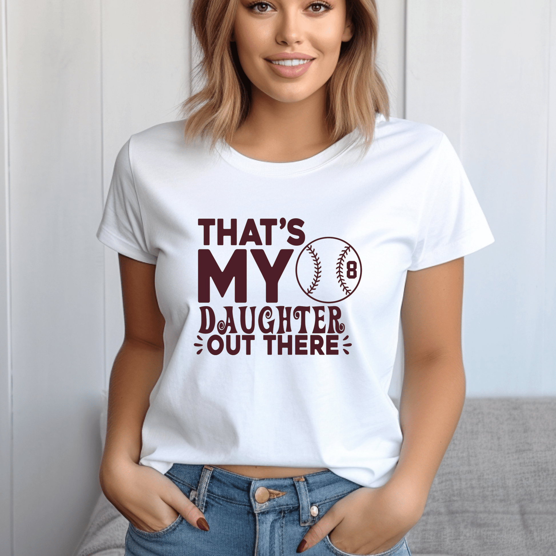 Softball Mom Shirt | Crew neck | V Neck| Sweatshirt | Hoodie | Thats my daughter out there - secapparelonline