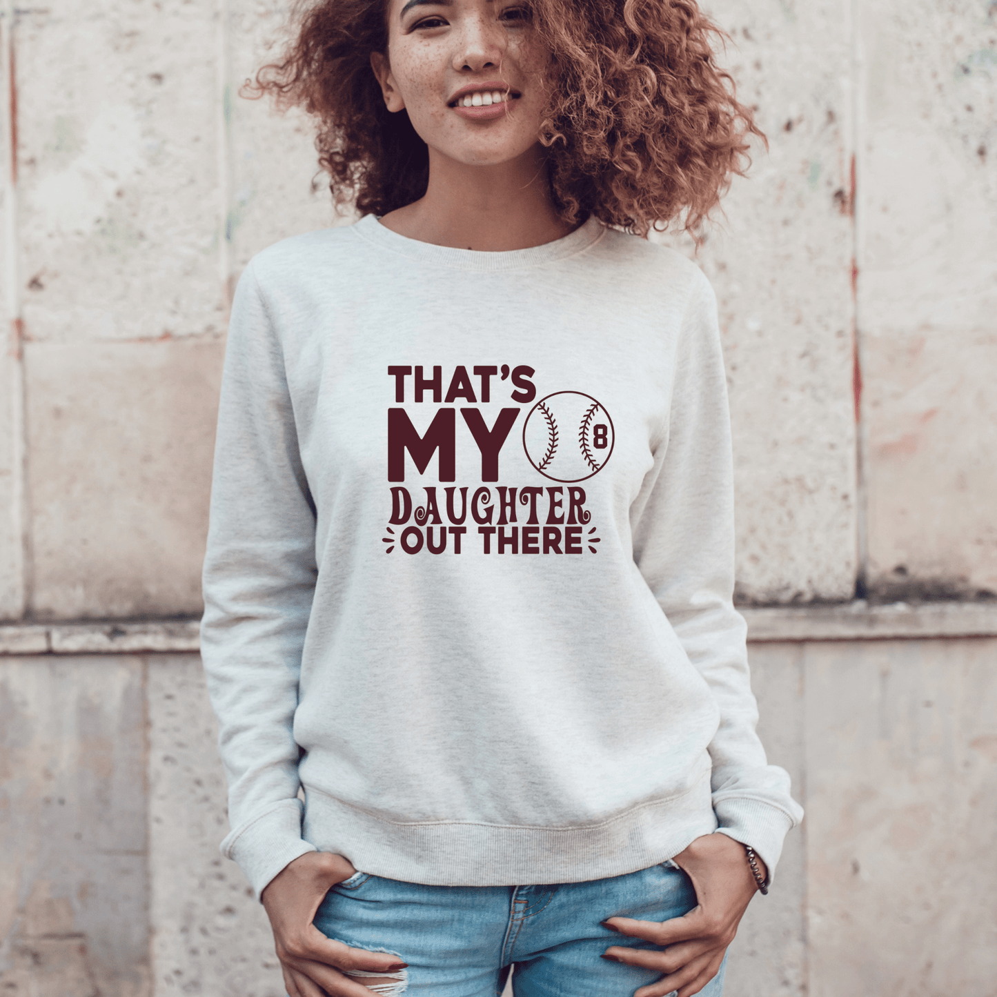 Softball Mom Shirt | Crew neck | V Neck| Sweatshirt | Hoodie | Thats my daughter out there - secapparelonline