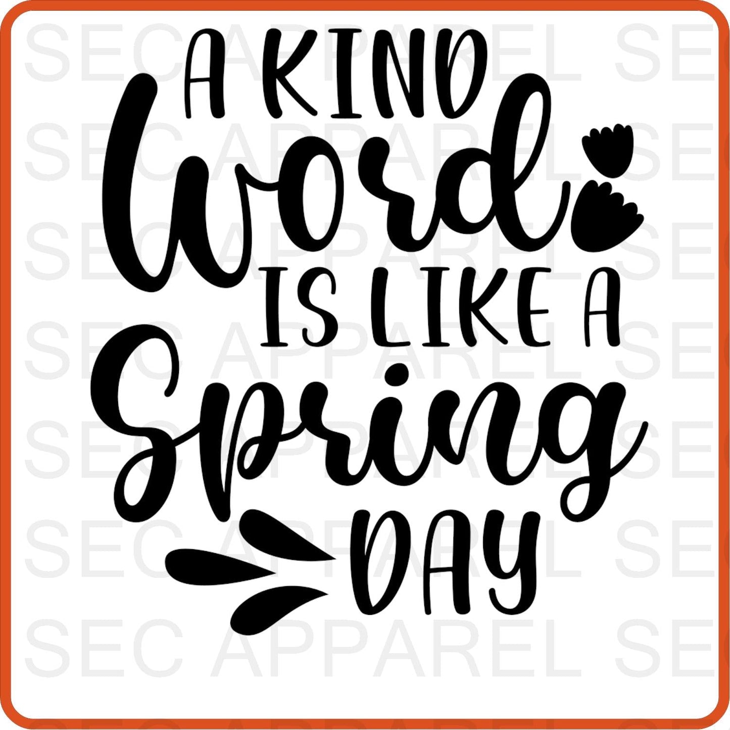 Spring Iron On Decals Patches transfers vinyl for shirts, clothing | A Kind Word Is Like a Spring Day - secapparelonline