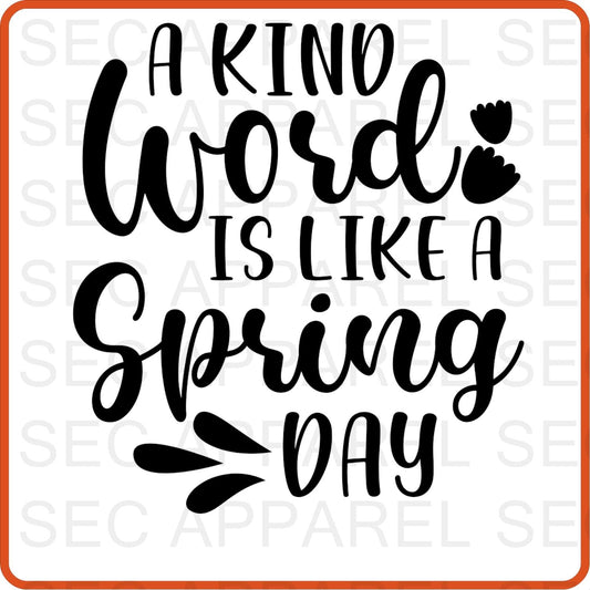 Spring Iron On Decals Patches transfers vinyl for shirts, clothing | A Kind Word Is Like a Spring Day - secapparelonline