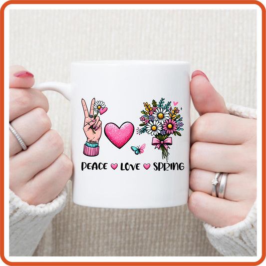 Spring Mugs - 11oz Coffee Mug | SEC Apparel | Peace Love Spring - secapparelonline