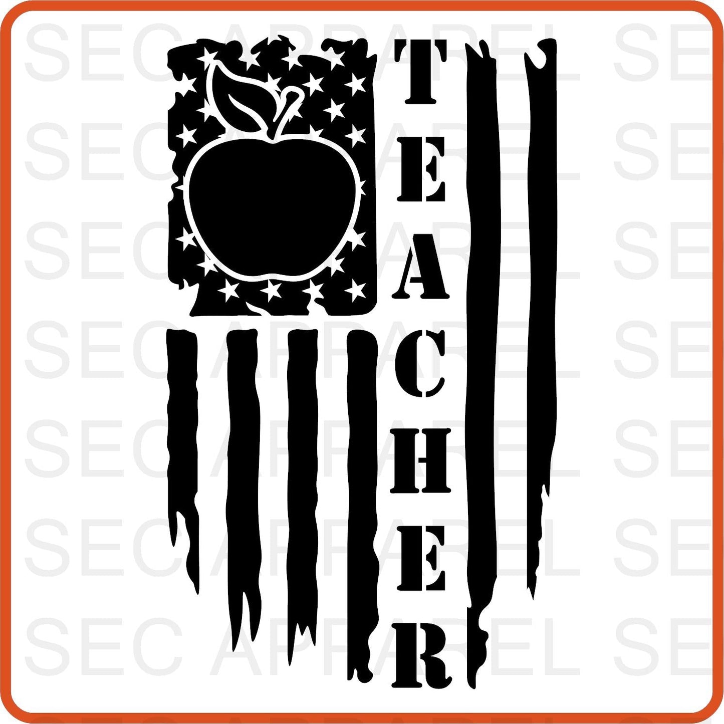 Teacher Iron On Decals Patches transfers vinyl for shirts, clothing | Professional| Flag Teacher - secapparelonline
