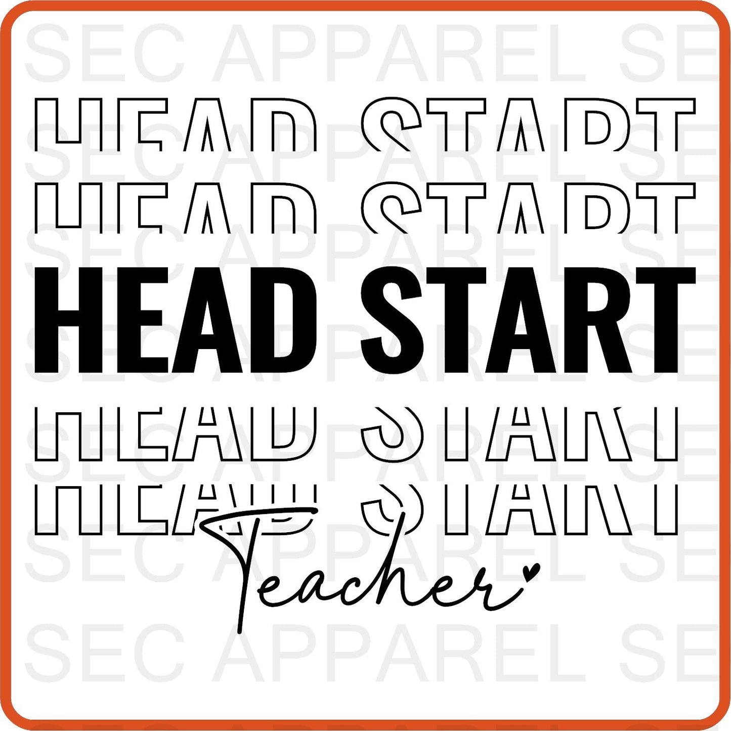 Teacher Iron On Decals Patches transfers vinyl for shirts, clothing | Professional| Head Start - secapparelonline