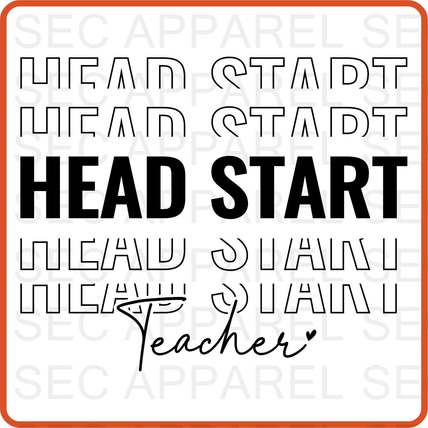 Teacher Iron On Decals Patches transfers vinyl for shirts, clothing | Professional| Head Start - secapparelonline