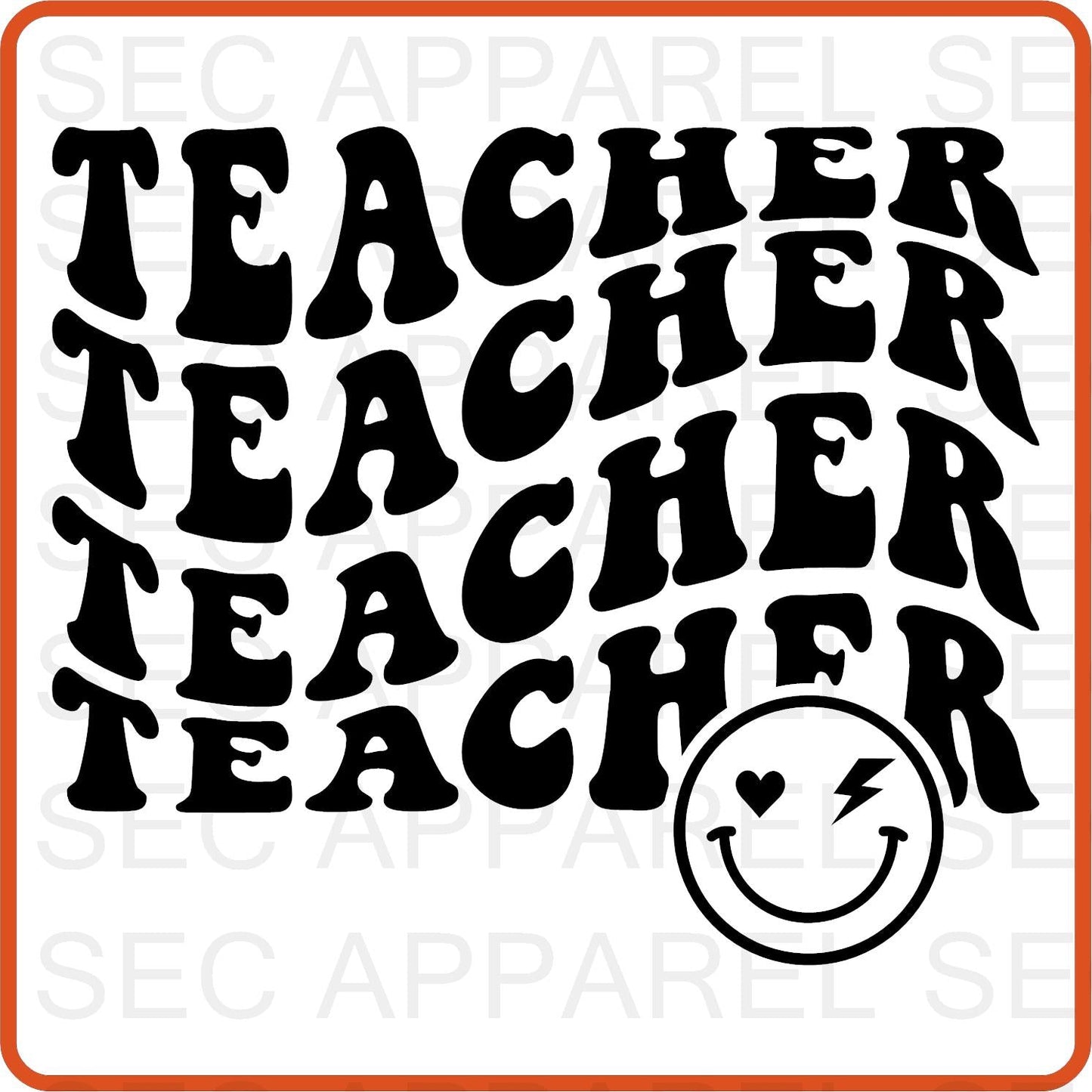Teacher Iron On Decals Patches transfers vinyl for shirts, clothing | Professional| Smiley Face - secapparelonline
