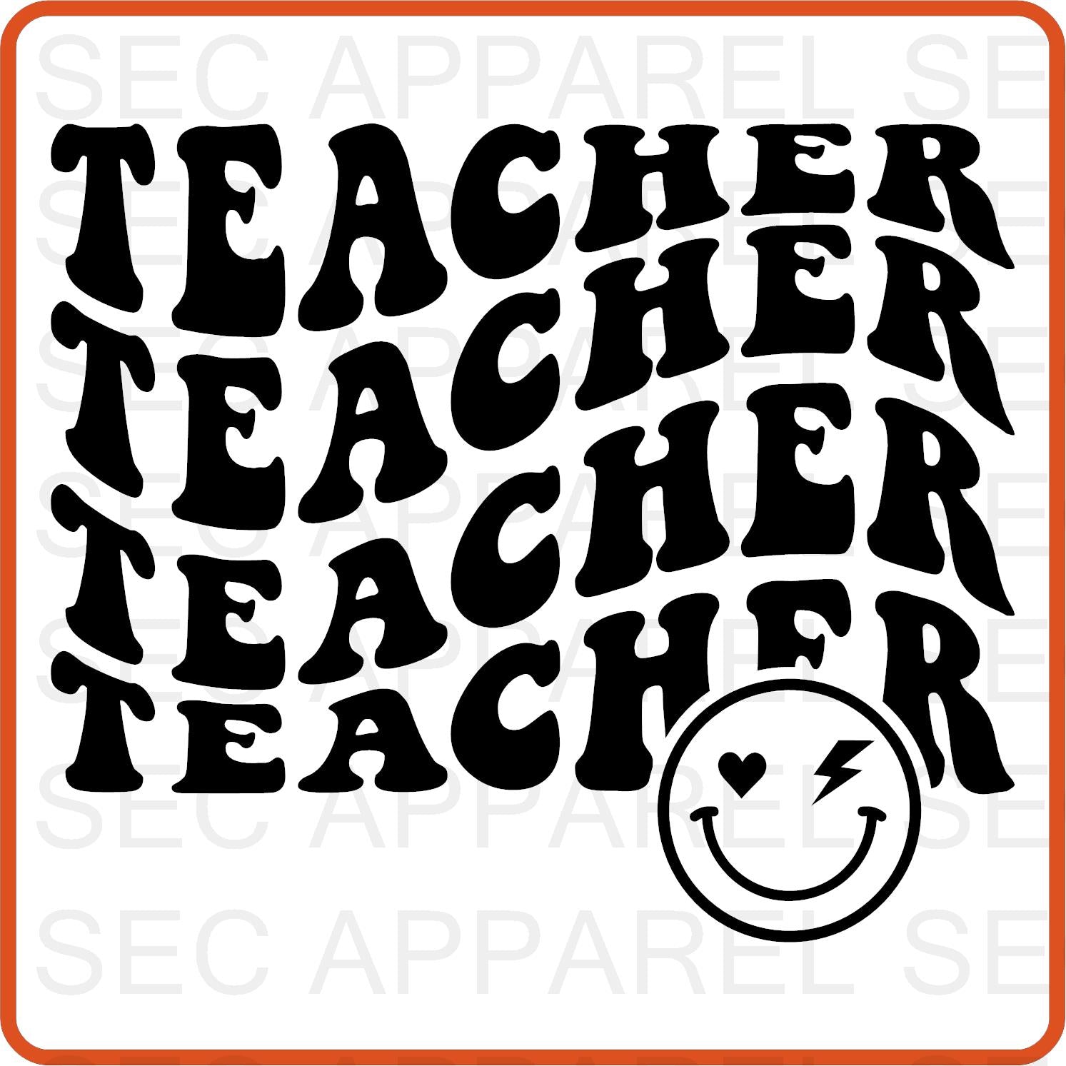 Teacher Iron On Decals Patches transfers vinyl for shirts, clothing | Professional| Smiley Face - secapparelonline