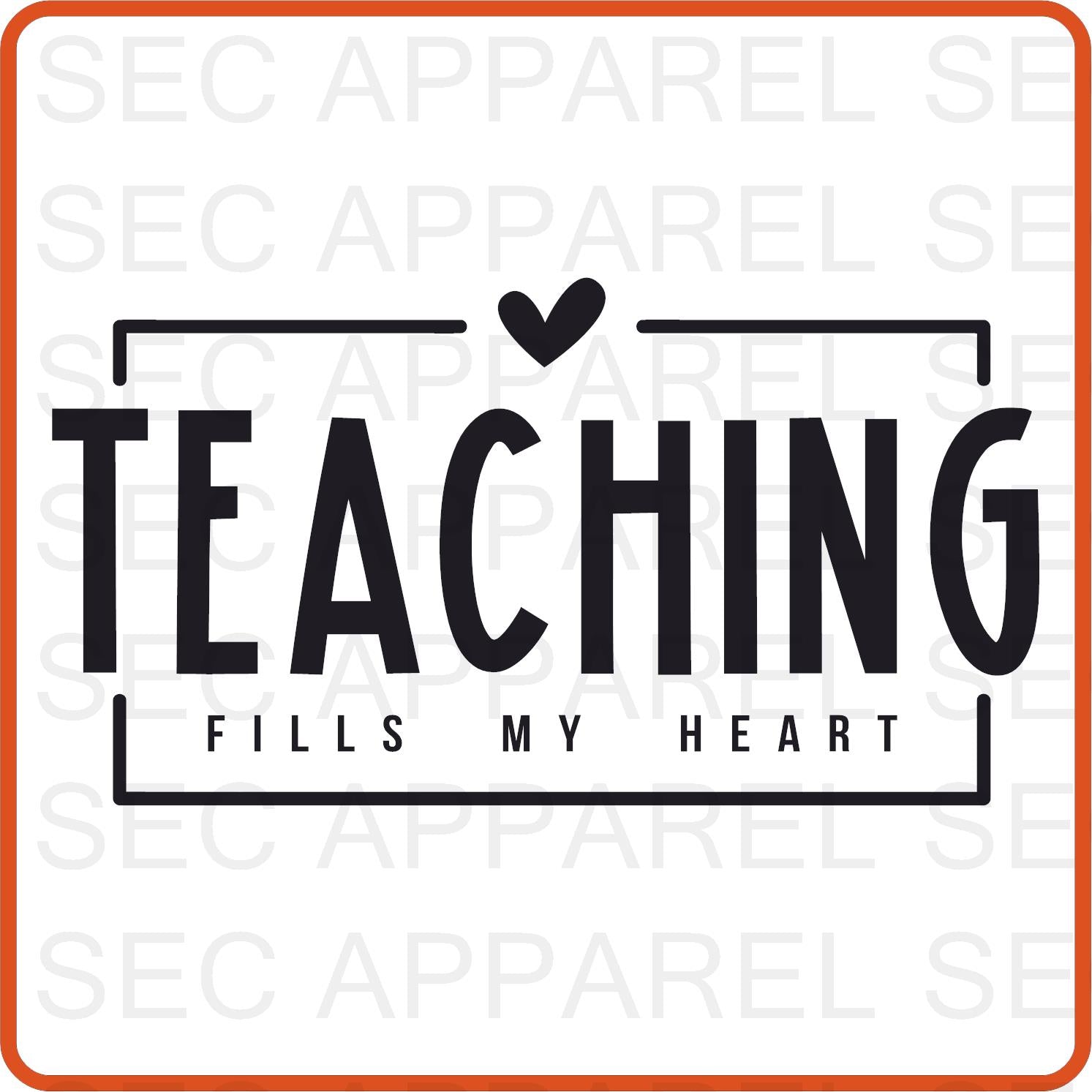 Teacher Iron On Decals Patches transfers vinyl for shirts, clothing | Professional| Teaching Fills My Heart - secapparelonline
